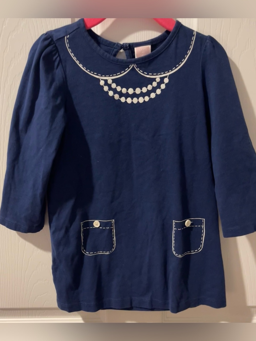 Janie and Jack girls 5 navy cotton dress navy white